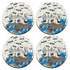 SET of 4 round wooden coasters (9cm)