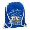 Backpack pouch GYMBAG Blue, with pocket (40x48cm) & thick cords