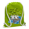 Backpack bag GYMBAG LIME GREEN, with pocket (40x48cm) & thick cords