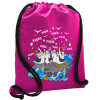 Backpack pouch GYMBAG Fuchsia, with pocket (40x48cm) & thick cords