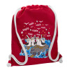 Backpack pouch GYMBAG Red, with pocket (40x48cm) & thick cords