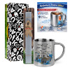 Easter Set, metallic thermal cup (300ml) & Easter aromatic flat candle (30cm) (GRAY)