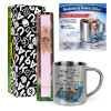 Easter Set, metallic thermal cup (300ml) & aromatic flat Easter candle (30cm) (PINK)