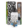 Easter Set, metallic aluminum water bottle (500ml) & aromatic flat Easter candle (30cm) (GRAY)