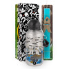 Easter Set, metallic silver aluminum water bottle (500ml) & scented flat Easter candle (30cm) (TURQUOISE)