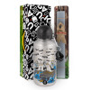Easter Set, metallic silver aluminum water bottle (500ml) & aromatic flat Easter candle (30cm) (GRAY)