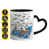 Mug heart black handle, ceramic, 330ml
