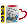 Mug heart red handle, ceramic, 330ml
