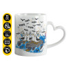 Mug heart handle, ceramic, 330ml