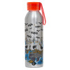Aluminum Sports Bottle 650ml – Silver with Red Cap and Silicone Strap