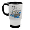 Stainless steel travel mug with lid, double wall white 450ml
