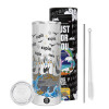 Tumbler stainless steel 600ml, with metal straw & cleaning brush