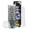 Tumbler stainless steel Silver 600ml, with metal straw & cleaning brush