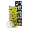 Neon Yellow Travel Tumbler, with metal straw (Stainless steel 304 Food grade, BPA free, 600ml)