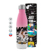 Metal mug thermos Pink/White (Stainless steel), double wall, 500ml