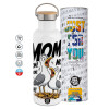 Stainless steel White with wooden lid (bamboo), double wall, 750ml