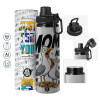 Metallic water bottle with safety cap, 850ml aluminum