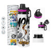 Metallic water bottle with safety lid, 850ml aluminum