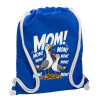 Backpack pouch GYMBAG Blue, with pocket (40x48cm) & thick cords