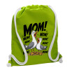 Backpack bag GYMBAG LIME GREEN, with pocket (40x48cm) & thick cords