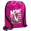 Backpack pouch GYMBAG Fuchsia, with pocket (40x48cm) & thick cords