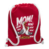 Backpack pouch GYMBAG Red, with pocket (40x48cm) & thick cords