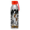 Aluminum Sports Bottle 650ml – Silver with Red Cap and Silicone Strap