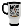 Stainless steel travel mug with lid, double wall white 450ml