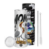 Tumbler stainless steel 600ml, with metal straw & cleaning brush