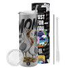 Tumbler stainless steel Silver 600ml, with metal straw & cleaning brush