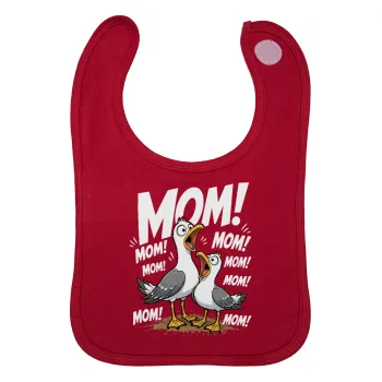 Mom! Το Κάλεσμα των Γλάρων, Σαλιάρα με Σκρατς Κόκκινη 100% Organic Cotton (0-18 months)