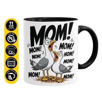 Mom! Το Κάλεσμα των Γλάρων, Mug colored black, ceramic, 330ml
