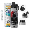 Metallic water bottle with safety cap, 850ml aluminum