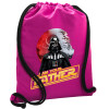 Backpack pouch GYMBAG Fuchsia, with pocket (40x48cm) & thick cords