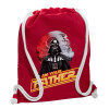 Backpack pouch GYMBAG Red, with pocket (40x48cm) & thick cords