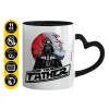 Mug heart black handle, ceramic, 330ml