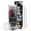Tumbler stainless steel Silver 600ml, with metal straw & cleaning brush