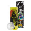 Neon Yellow Travel Tumbler, with metal straw (Stainless steel 304 Food grade, BPA free, 600ml)