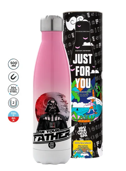 Star Wars — Metal mug thermos Pink/White (Stainless steel), double wall, 500ml