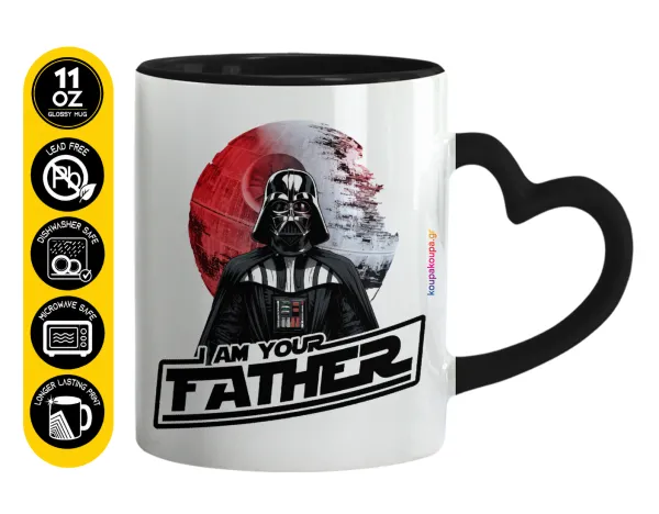 Star Wars — Κούπα καρδιά χερούλι μαύρη, κεραμική, 330ml