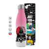 Metal mug thermos Pink/White (Stainless steel), double wall, 500ml