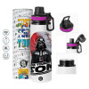 Metallic water bottle with safety lid, 850ml aluminum
