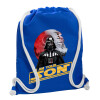 Backpack pouch GYMBAG Blue, with pocket (40x48cm) & thick cords
