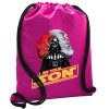 Backpack pouch GYMBAG Fuchsia, with pocket (40x48cm) & thick cords