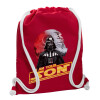 Backpack pouch GYMBAG Red, with pocket (40x48cm) & thick cords