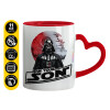 Mug heart red handle, ceramic, 330ml