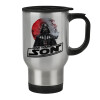 Stainless steel travel mug with lid, double wall 450ml