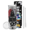 Tumbler stainless steel Silver 600ml, with metal straw & cleaning brush