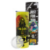 Neon Yellow Travel Tumbler, with metal straw (Stainless steel 304 Food grade, BPA free, 600ml)