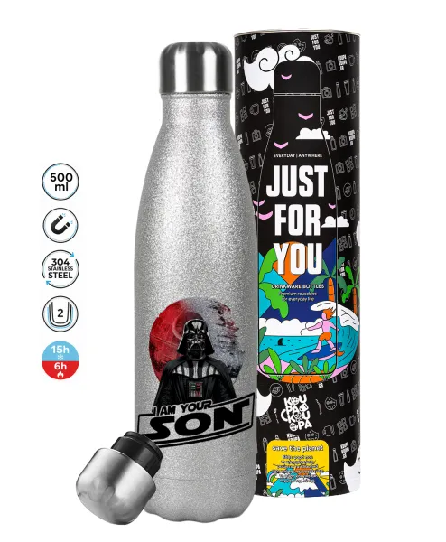 Star Wars — Metallic Glitter Silver Thermos Flask (Stainless steel), double-walled, 500ml